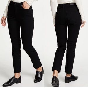 AG Isabelle Crop High Rise Straight Leg Jeans - Black, Size 27